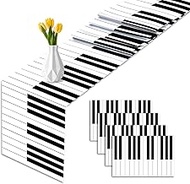 6Pcs Musical Notes Piano Table Runner Plastic Disposable Table Runner Music Keyboard for Holiday Bir
