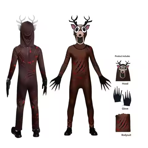 2026 New ♥ Halloween 99 Nights Forest Deer Children Adult Outfit 3D Print Cosplay Carnival Horror Ga