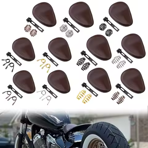 Motorcycle Brown Front Driver Rider Solo Seat For Harley Custom Chopper Bobber Honda Yamaha Suzuki