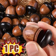 Wooden Medicine Pill Box - Sandalwood Aroma- Natural wood Material - Acorn Shape Ornament Pendant Case - Sealed Container - Portable Mini Cute Creative - Tablet Storage Boxes
