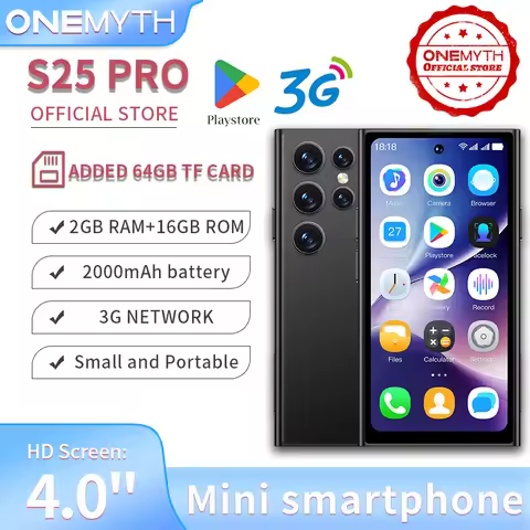 ONEMYTH S25 Pro Mini Smartphone 3G Network Dual SIM Play Store 4.0 Inch HD Display 2000mAh 2GB+16GB 