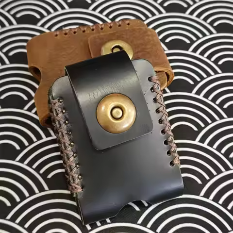 Retro Magnetic flip cover Genuine Leather Lighter Waist Bag For Dupont Lighters protection case Smok