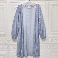 Cardigan Brokat Balon Lengan Panjang Motif Floral Bahan Premium untuk Wanita