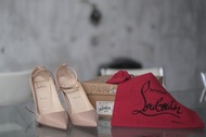 Christian Louboutin Nude Sling Halte 100mm Patent Size 38 ORI *SECOND*