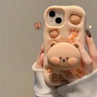 3D Bear Expandable Stand Phone Case Compatible With 13,14ProMax/I14Pro/14, IPhone17ProMax, Novelty S