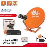 IPM HD FINN กล่องรับดาวเทียมไอพีเอ็ม + ชุดจานดาวเทียม thaisat 35 cm. พร้อมสาย RG6