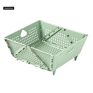 Plastic  Colander - Foldable Drain Basket with Resting Feet - Kitchen Food Strainer - Space-Saving  