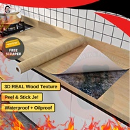 3D Wood Texture Wallpaper Self Adhesive Waterproof Furniture Cabinet Kitchen Table Wood Sticker Kabi