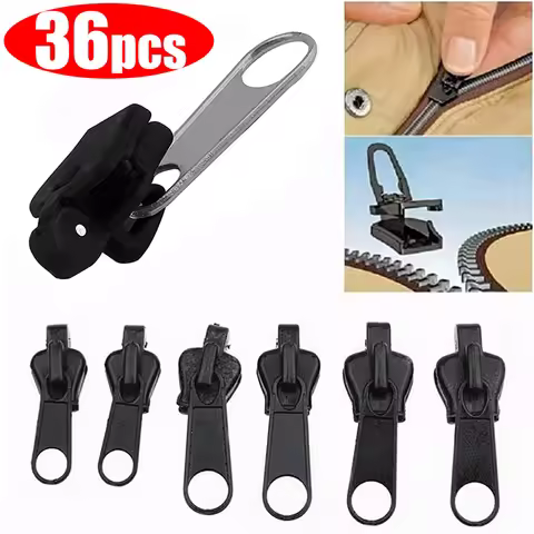 6/36pcs Fix Zip Puller Universal Instant Zippers Fix Zipper Repair Kit Replacement Zipper Pull Slide