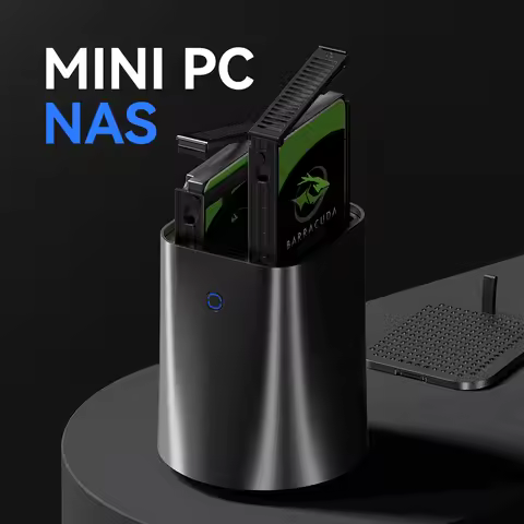 NAS Mini PC Intel N150 Ryzen 7 5825U DDR4 M.2 NVMe SSD 2.5G Ethernet WiFi6 2x 2.5/3.5inch HDD RAID S