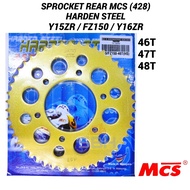 Y15ZR FZ150 Y16 REAR SPROCKET HARDEN STEEL MCS 428 YAMAHA SPOKET BELAKANG SPROCKET BELAKANG (37T~48T