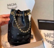 💞現貨 MCM 印花鏈條手提雙肩水桶包 腋下包 單肩包 斜挎包 手拿包 通勤 休閒