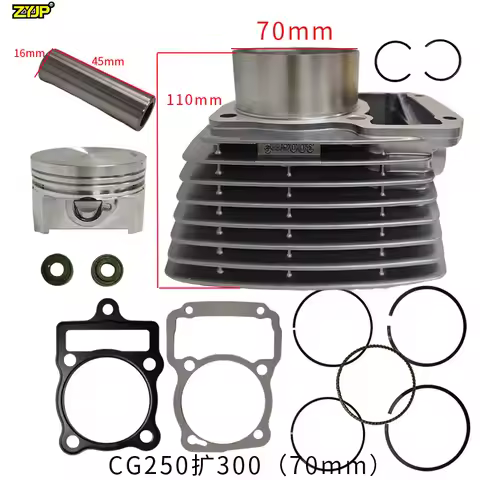 Motorcycle Engine Cylinder Kit 70mm Piston for Zongshen CG300 CG250 16mm Pin