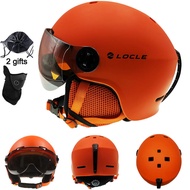LOCLE Ski Helmet With Goggles Integrated PC+EPS CE Certification Skiing Helmet Women Men Ski Snowboa