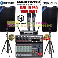 Paket Speaker Aktif Hardwell DSR 15 PRO 15PRO 15 Inch 1000 watt Mixer Hardwell 6 Channel Original