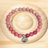 粉紅壽山石能量手鍊/S925銀墜飾