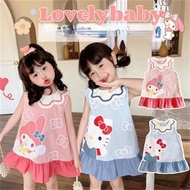 Baby Dress for Girls 1st Cute Birthday Princess Dress 2-8 Years Old Kids Girl Hello Kitty Melody Printed Sleeveless Dresses Girls Sweet Clothes