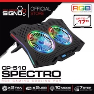 SIGNO RGB Gaming Cooling Pad รุ่น SPECTRO CP-510 (Black) ( พัดลม พัดลมระบายความร้อนโน๊ตบุ๊ค ) Fan No