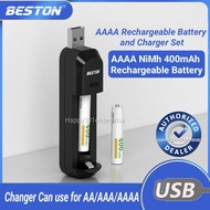BESTON AAAA 1.2v NiMH Rechargeable Battery and USB Charger Set 400mAh E96