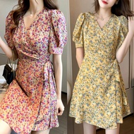 Floral Dress Women's V-Neck Short Sleeve Causal Dress