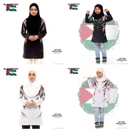 Jersey Muslimah Labuh Save Palestine Baju Muslimah Jersey for Kid Black White Jersi Muslimah Microfi
