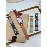 Love color blocked denim leather strap For  iwatch Series  Ultra/11/10/9,  20 universal watch straps