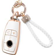 for Mercedes-Benz Key Fob Cover with Keychain, Compatible with GLC 300, GLB 250, AMG, C-Class, E-Cla