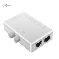 White RJ45 Network Switch 2 Port LAN Ethernet Network Box Switcher RJ45 Splitter Dual 2 Way Port Manual Sharing Switch Adapter