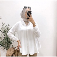 Blus Muslimah Crinkle Premium Polos Lengan Panjang Trendi 2024
