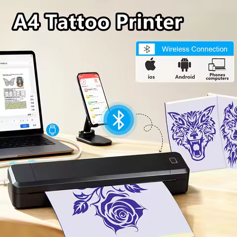 Marklife Portable A4 Thermal Tattoo Printer Inkless Bluetooth Mini Printer Image Logo HD Printing Ta