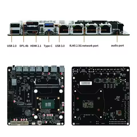 6-Bay N100 N150 i3-N305 N355 NAS Motherboard Intel 4x i226-V 2.5G LANs 2*NVMe 6*SATA3.0 DDR5 Mini IT