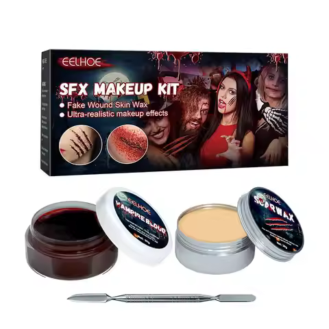 Professional Halloween Makeup Kit Fake Wound Scar Fake Blood Paint Scar Wax Halloween Special Effect