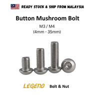 5pcs Button 4mm-35mm M3 M4 M5 SUS Socket Button Head / Mushroom Head Screw Stainless Steel