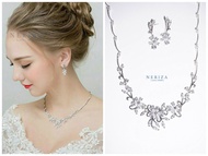 Neriza Jewelry/ เครื่องประดับเจ้าสาวเพฃรสังเคราะห์ประกายไฟเทียบเท่าเพชรแท้จัดส่งฟรีพร้อมกล่อง NSW036