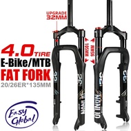 20/26 Inch Mountain Snow Bike Front Fork Aluminum Alloy 4.0" Tire 135mm Mtb Bicycle Fat Forks