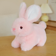 【HOT】 15-30cm Lovely Fluffy Rabbit Plush Toys Black Lying Rabbit Dolls Pillow And Keychain Children 