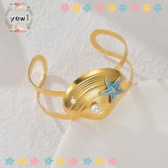 YEWW Enamel Conch Bracelet, Exaggerated Waterproof Ocean Style Bracelet,  Golden Various Starfish Sh