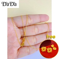 100% Original 22k Saudi Gold pawnable necklace womens skeleton O plain chain accessories gift for wo