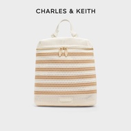 CHARLES&KEITH ใหม่ Backpacks Bag CK2-60782354 กระเป๋าเป้สะพายหลังซิปทอกลวงความจุขนาดใหญ่ Sand