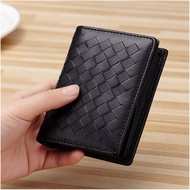🇸🇬 Zip Unisex Leather Weaving Pouch Card Coin Bank Note Key Short Small Purse Wallet with Zip [CHRISTMAS GIFT]