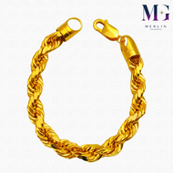 Merlin Goldsmith 22K 916 Gold (8mm) Diamond Cut Hollow Rope Bracelet