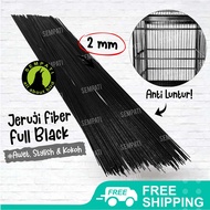 SEMPATI Ruji Fiber Jeruji Fiber Hitam 2 Mm 2mm Mili Batang Stik Jeruji Sangkar Kandang Burung Lovebi