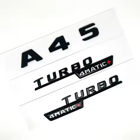 Turbo 4MATIC AMG Emblem 3D ABS Glossy Black Fender Badge A45 Logo Sticker Rear Trunk For Mercedes Be