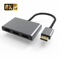 DP1.4 3 Port DisplayPort MST Hub 8K 60Hz DP1.4 to 3x DP Multi Monitor Splitter for 3 DP Monitor Setu
