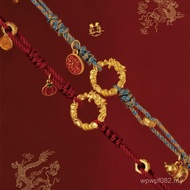 Safe Buckle Dragon Pattern Red String Zodiac 999 Gold National Trendy Wholesale Pure Gold Water Shel