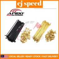SPOKES AND NIPPLES SPOKE BLACK GOLD EX5 LC135 KRISS WAVE125 RXZ Y125Z - JEJARI SPOKE LIDI 149 155 16