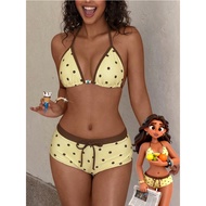 Hottrend multicolored polka dot string bikini, 2-piece polka dot bikini, mini pants, triangle top (w