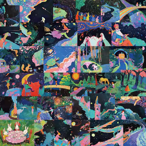 50PCS Retro Cartoon Dream Talk Fairy Tale Stickers For Laptop Water Bottle Luggage Notebook Waterpro