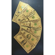 USD Dollar 24K Gold Foil Currency Bank Note 美金金箔钞（7pcs）