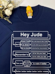 Hey Jude Mind Map Creative Heavyweight Pure Cotton Short Sleeve Loose Casual T-Shirt For Men And Wom